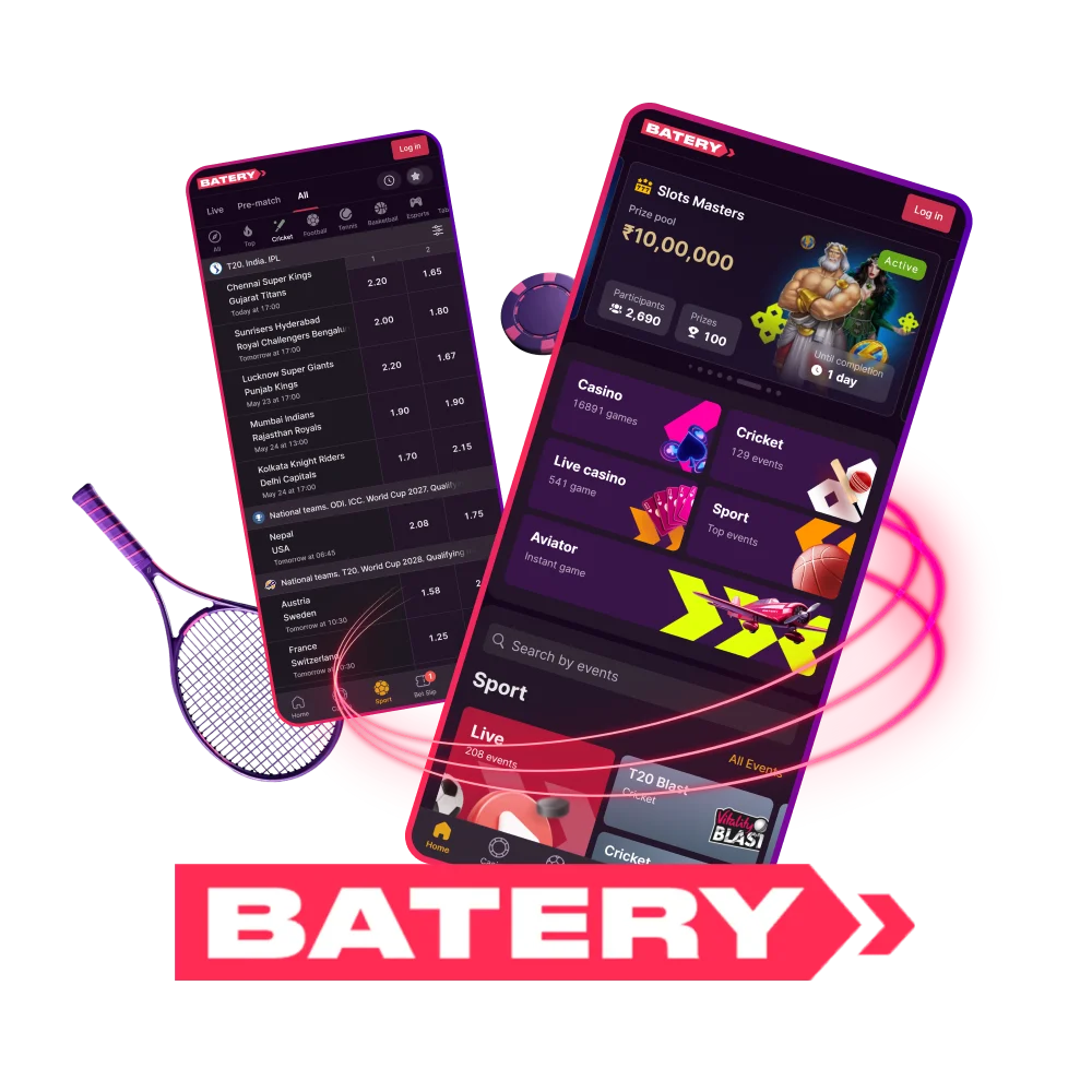 Download the official Batery app for Android and iOS devices.