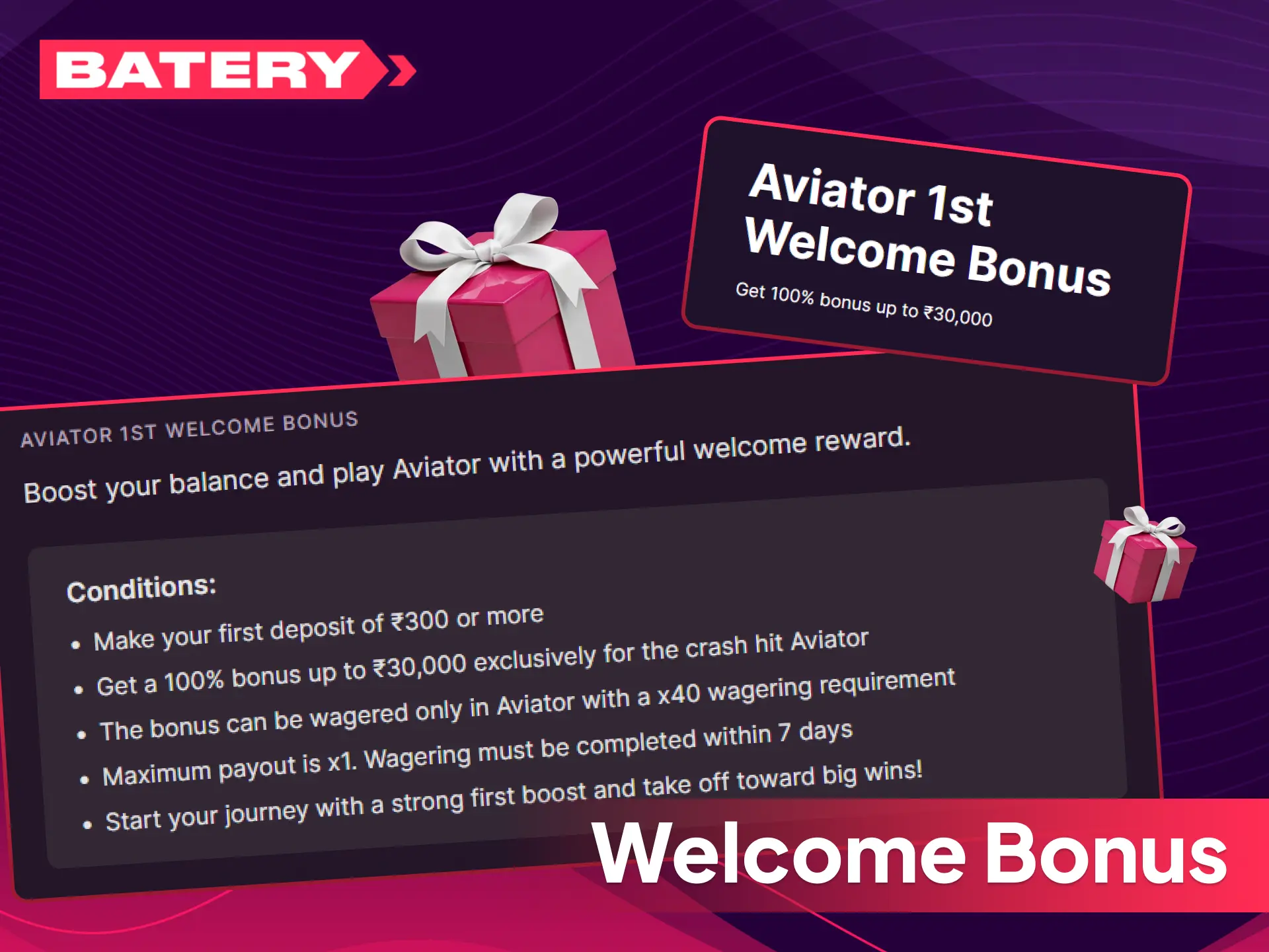 Claim your exclusive Aviator welcome bonus for players from India.
