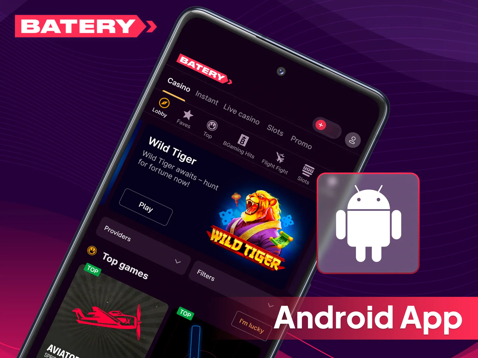 Download and install the official Batery Android app.