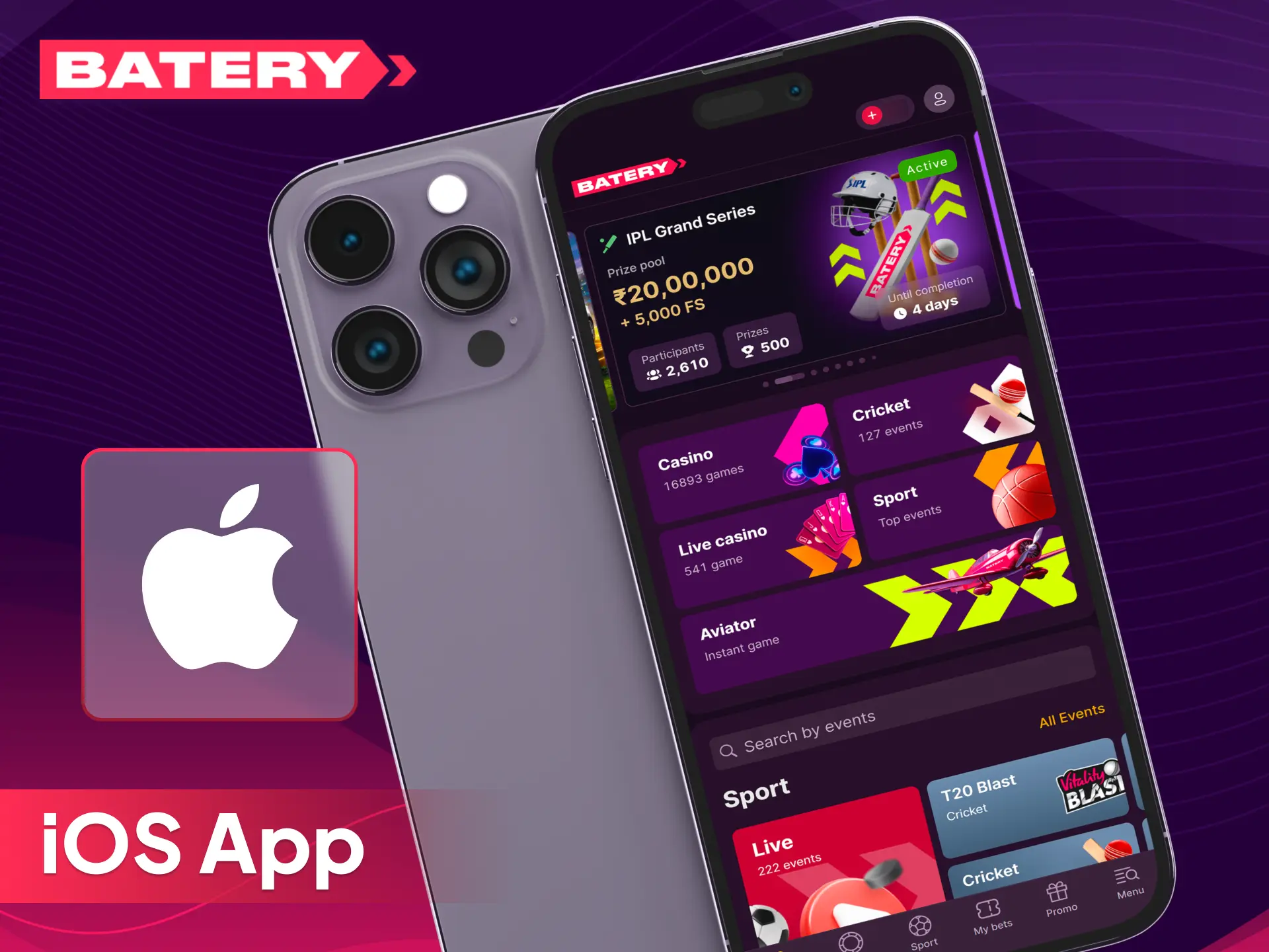 Download the Batery iOS app on your Apple device.