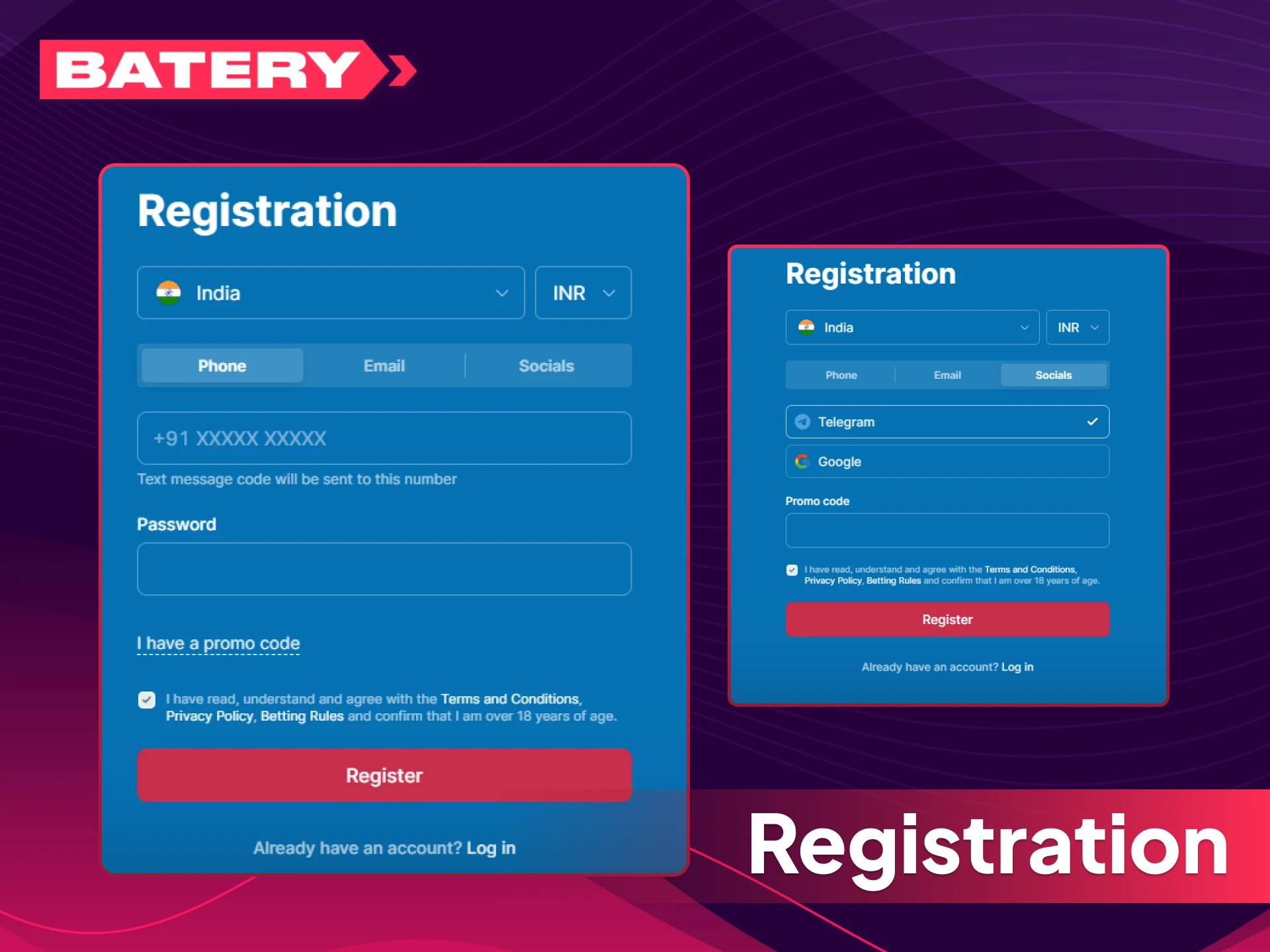 Follow the steps to register your account on Batery India.