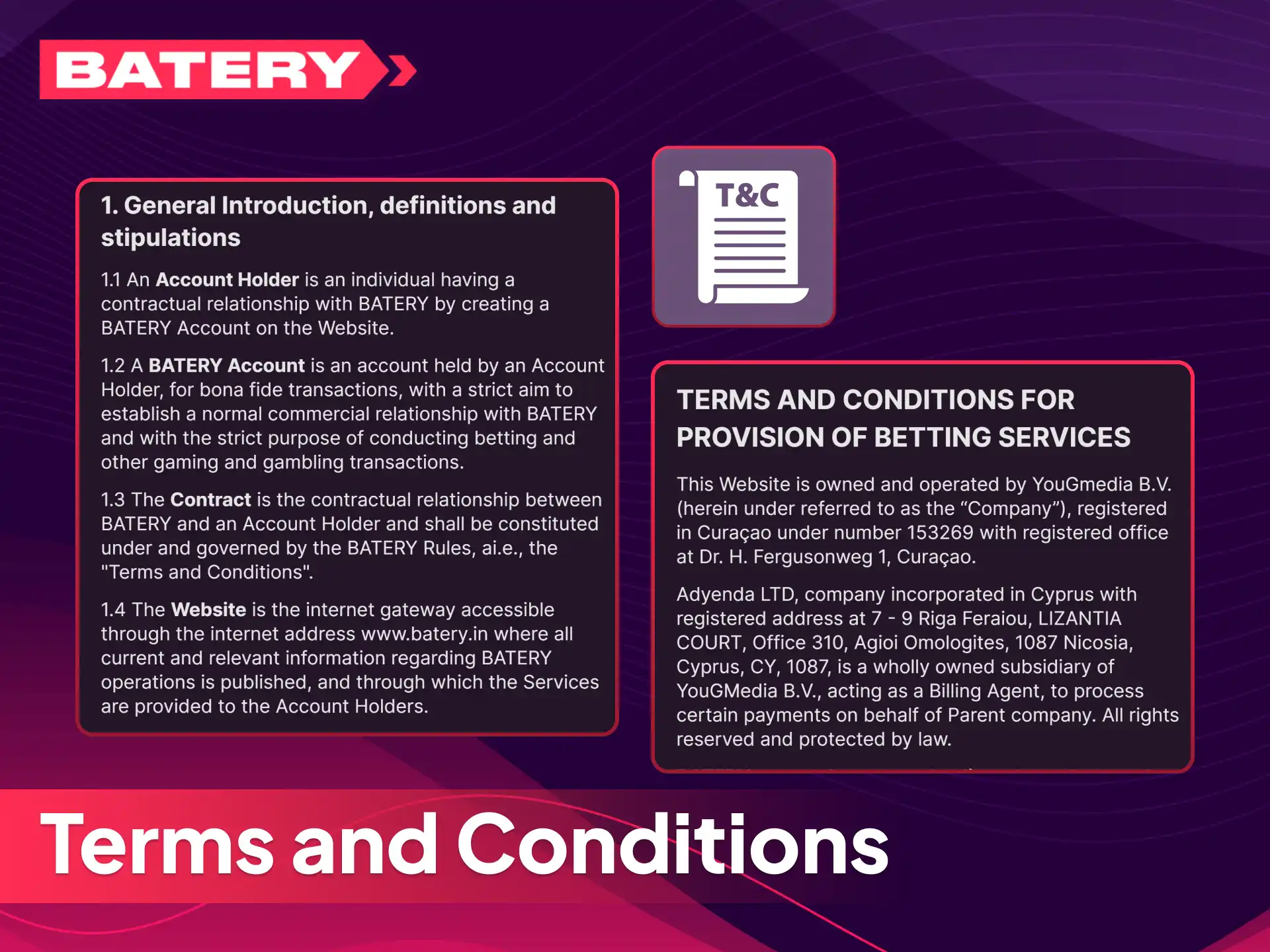 Read the full terms and conditions before playing at Batery India.
