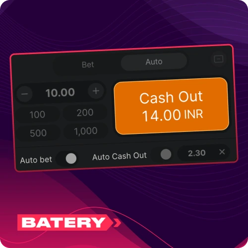 Set a fixed cash out multiplier at Batery casino, and secure your winnings automatically every round.