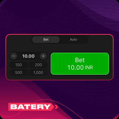 Enjoy flexible betting in Batery Aviator today, and place your online stakes starting from ten rupees.