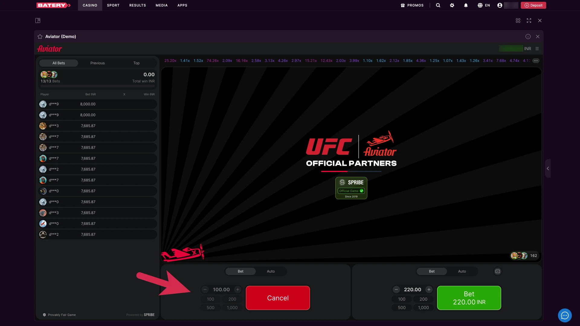 Secure your stake inside the official Batery Aviator, to enter the upcoming live flight round.