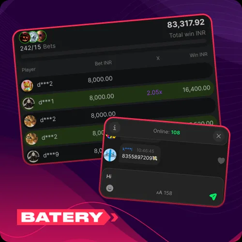 Track previous round history in Batery Aviator today, and use the live chat to interact with active players.