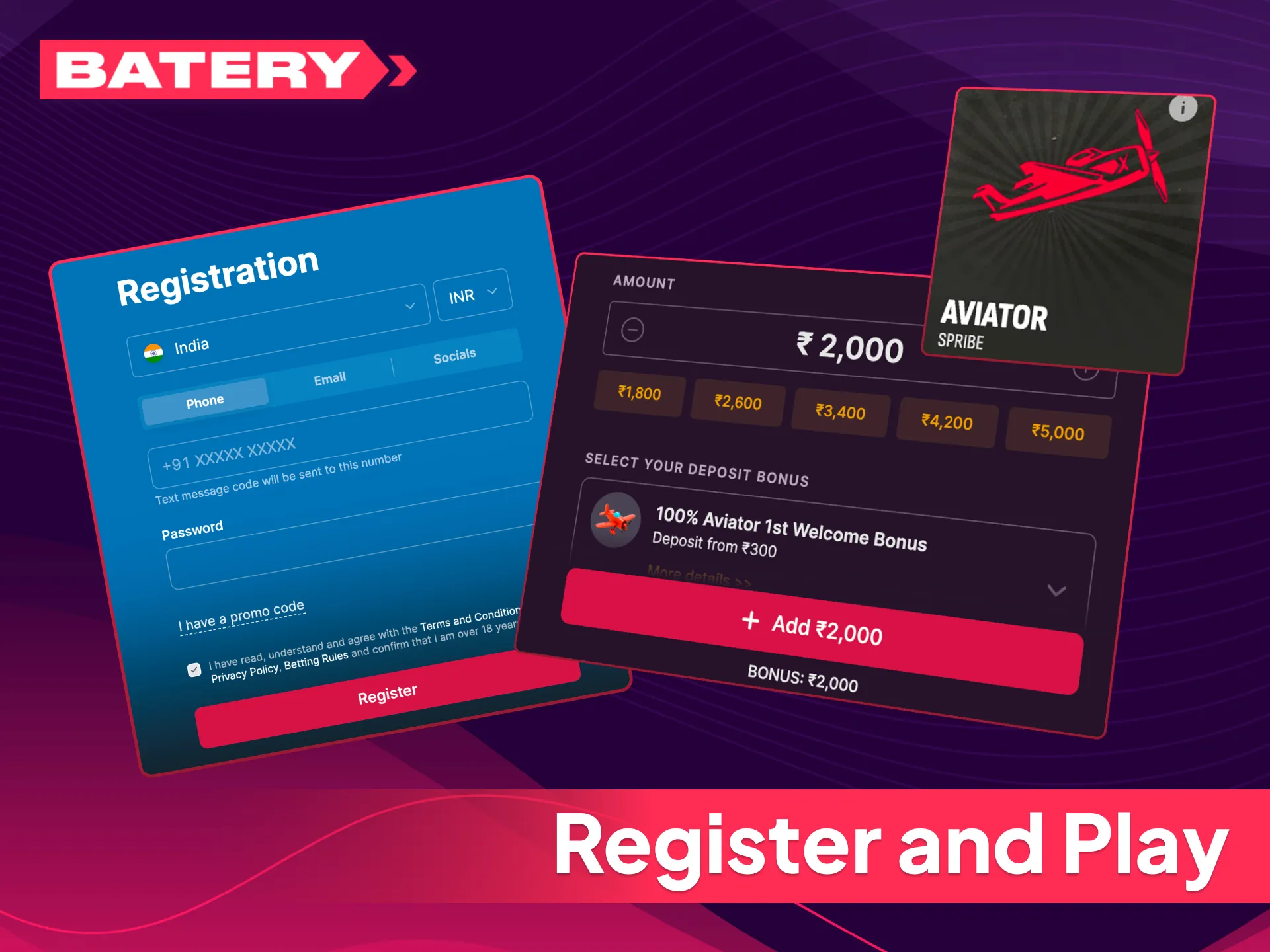 Learn how to register and play Aviator on Batery today, and complete your quick account setup in minutes.