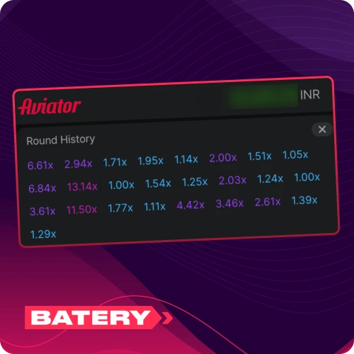 Check the round history bar at Batery casino, and review recent multiplier results at a glance today.
