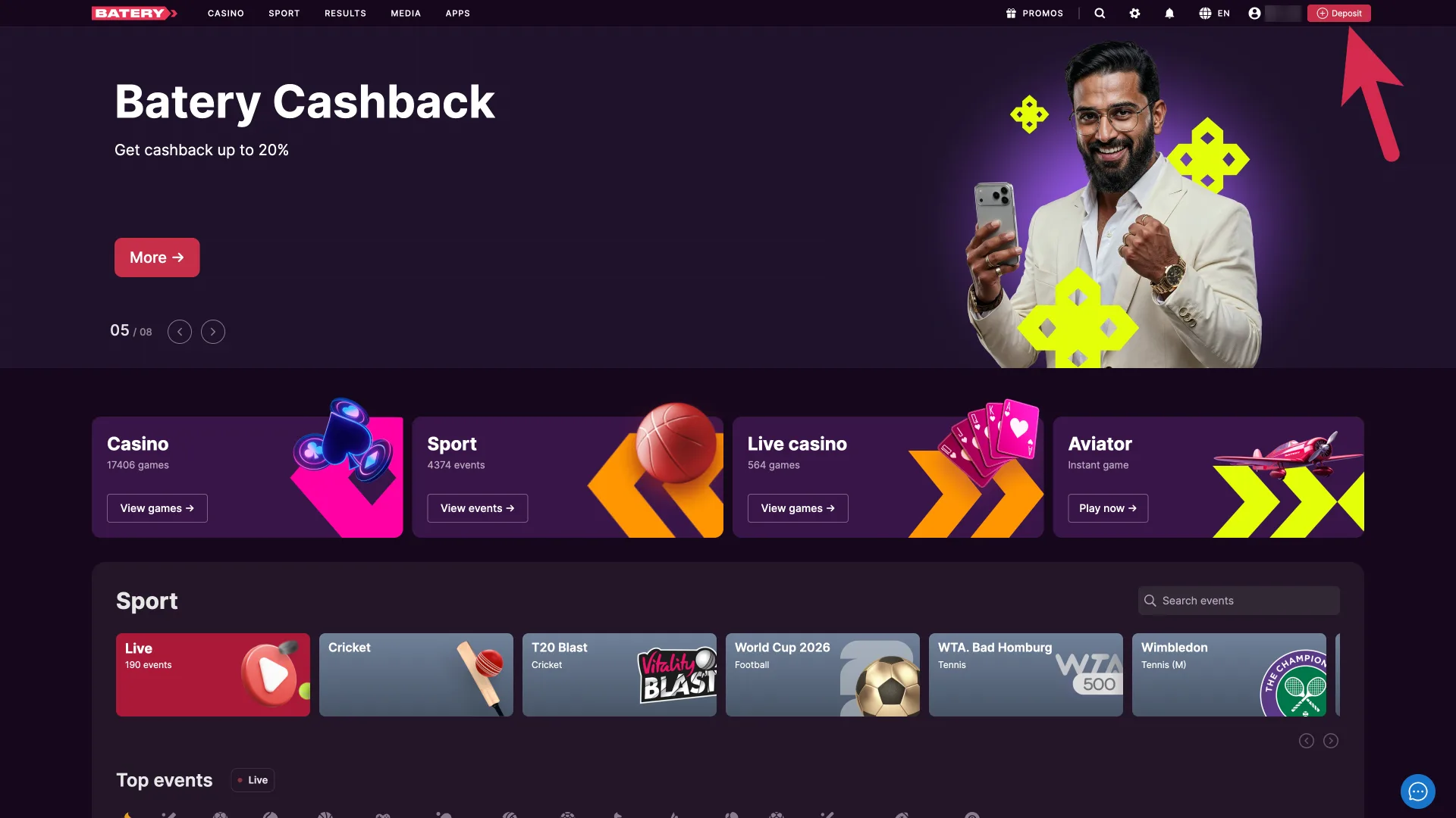 Open the banking page at Batery casino now, and select your preferred payment method from the list.