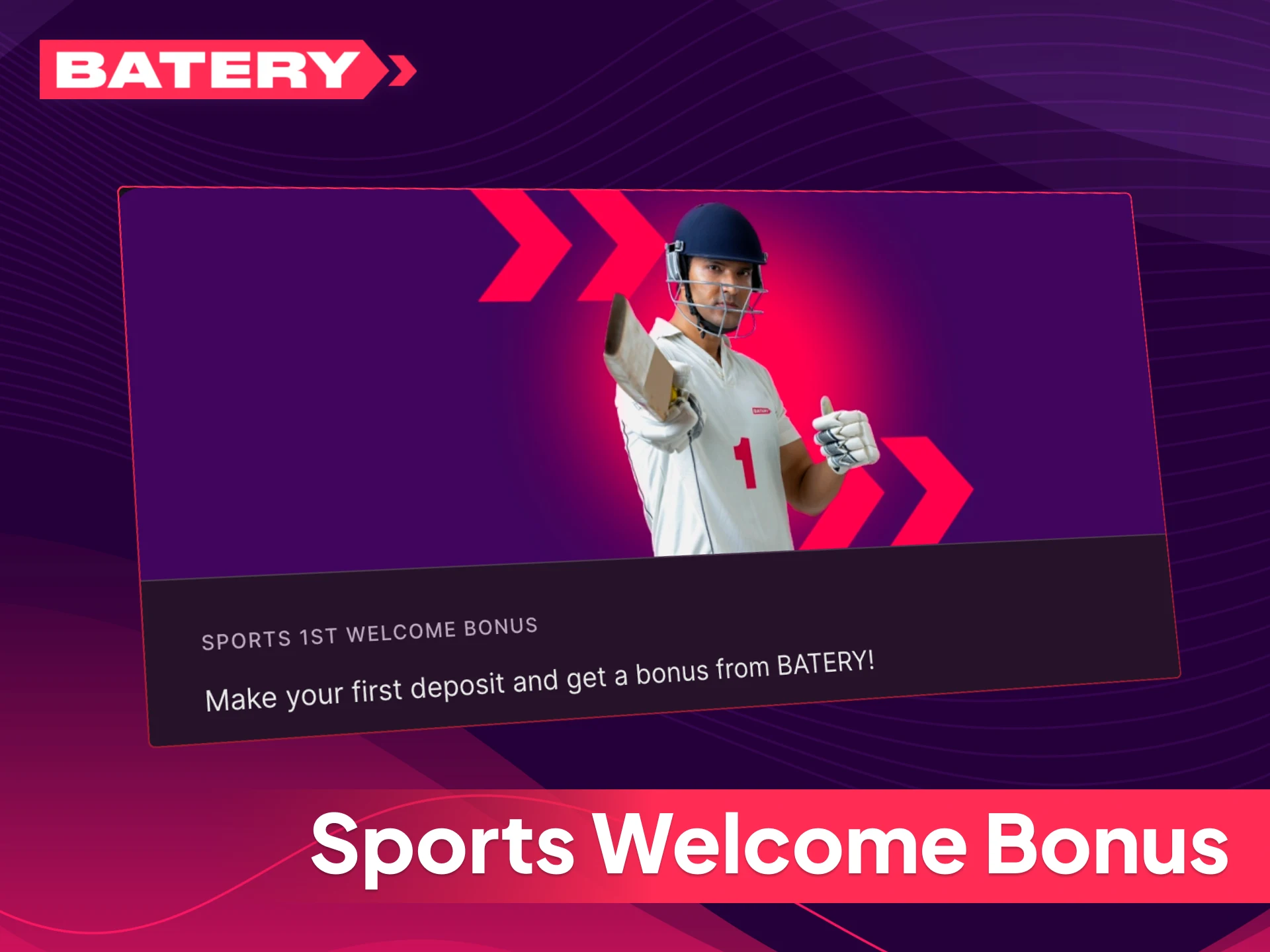 Grab a generous sports bonus at Batery casino today, to increase your stakes on popular events.