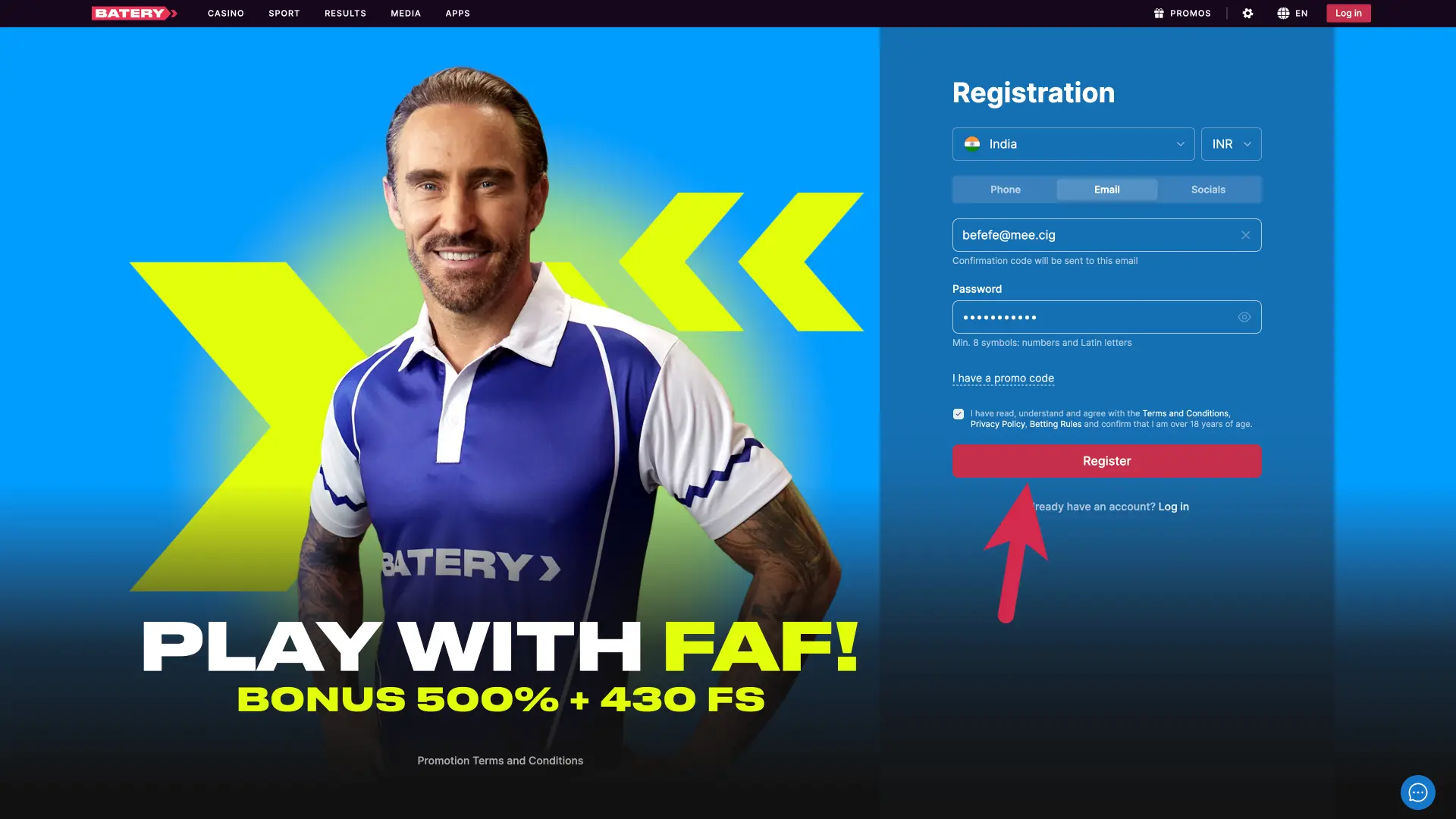 Complete your Batery casino registration today, and open your new gaming profile in under two minutes.