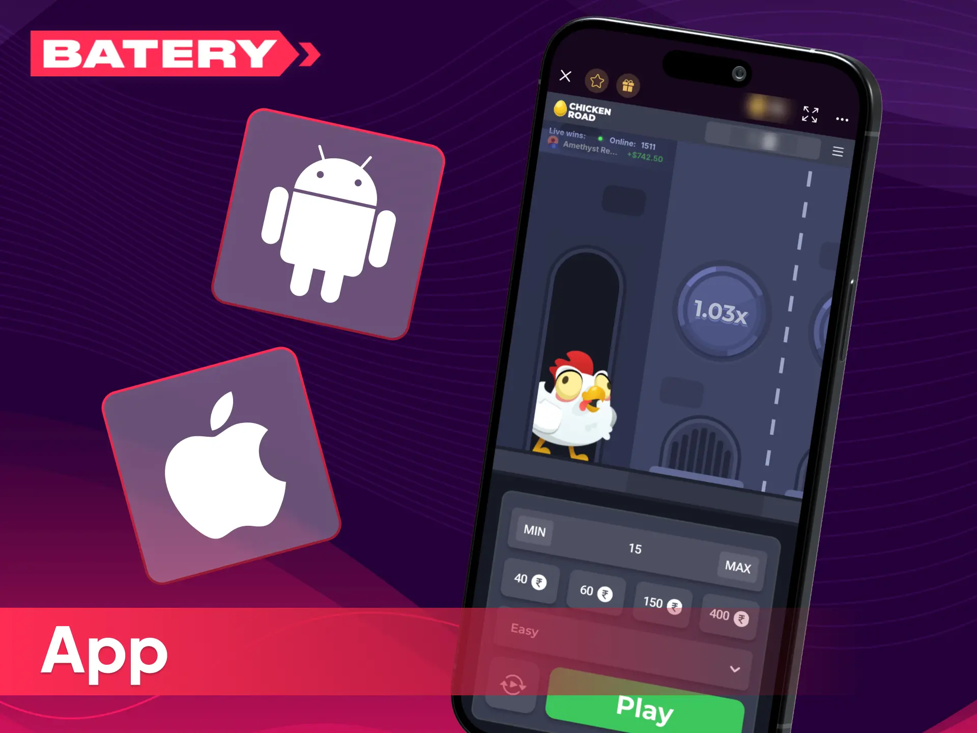 Download the Batery mobile app today, and get full access to the Chicken Road crash game on the go.
