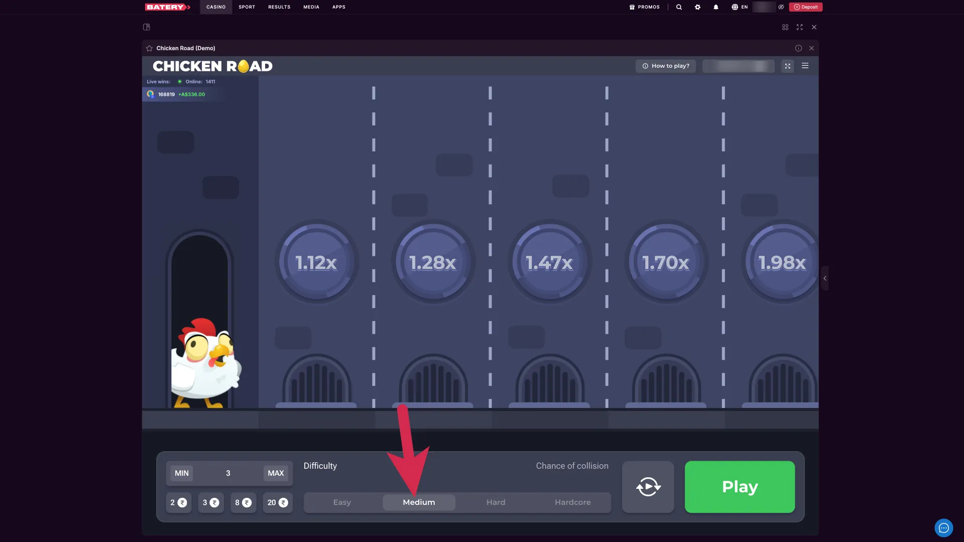 Choose your preferred difficulty mode in Batery Chicken Road today, and control your financial risk levels.