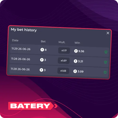 Track the recent multiplier strip in Batery Chicken Road today, and check previous results at a glance.