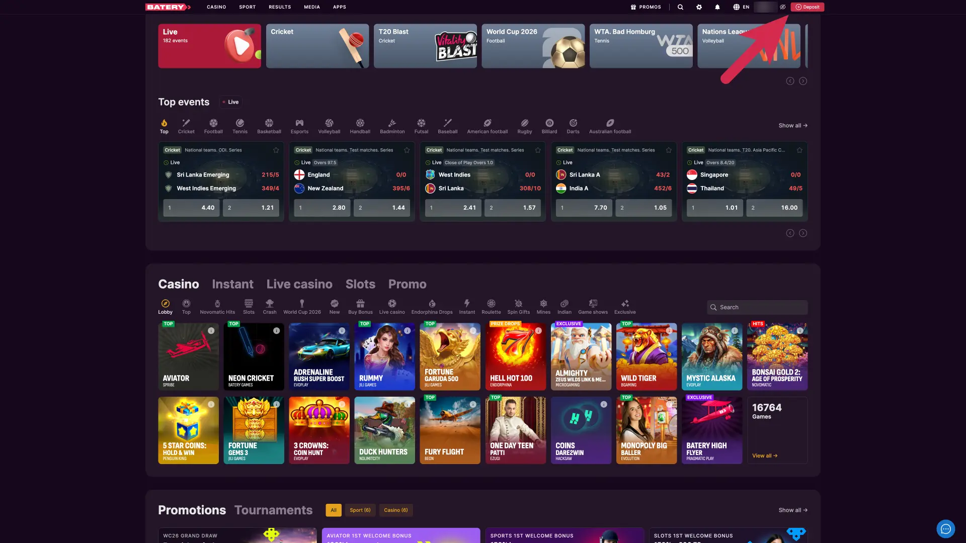 Go to the deposit section at Batery website today, and fund your wallet safely before playing.