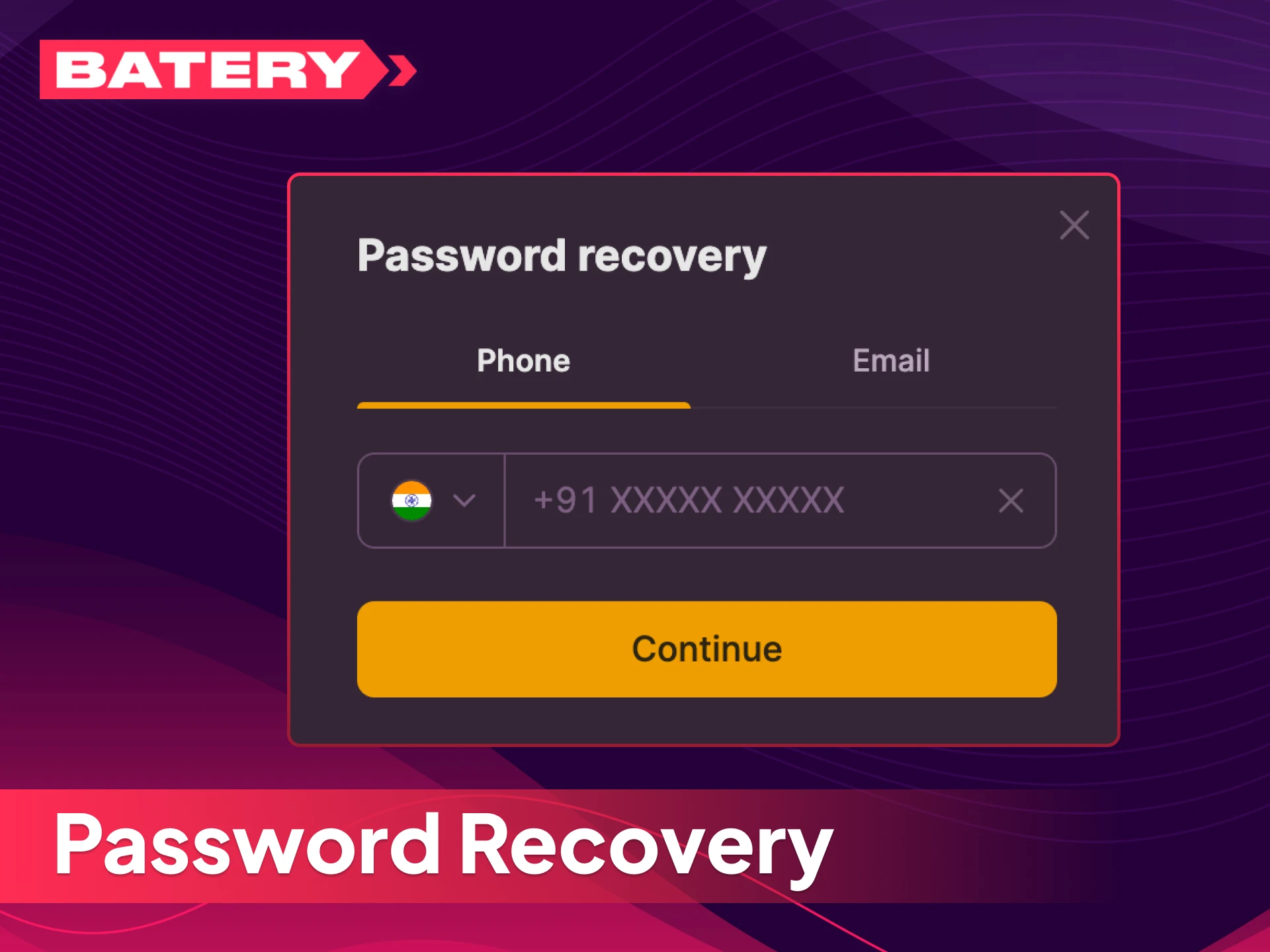Click the forgot password button at Batery casino, and start your recovery process today.